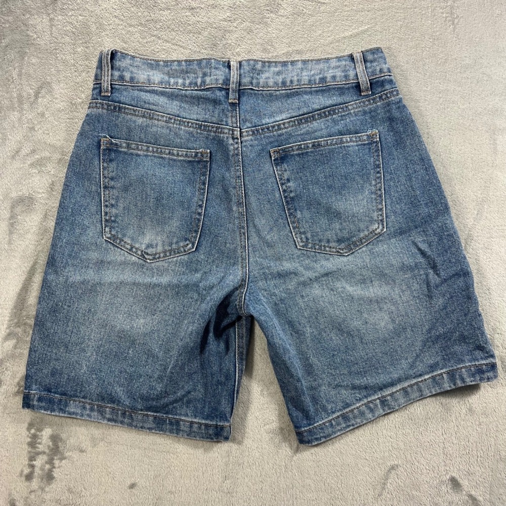 FASHION NOVA Denim Shorts Women Size 5 7"‎ Inseam Blue High Rise Bermuda Casual